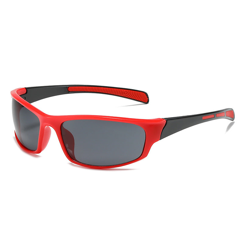 (12 PACK) Wholesale Sports Sunglasses New Arrival Unisex Outdoor Sport Cycling 2024 - BulkSunglassesWholesale.com - Red Frame Black Lens