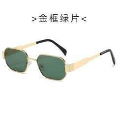 (6 PACK) Wholesale Sunglasses New Arrival Vintage Polygon Metal Women Fashion 2024 - BulkSunglassesWholesale.com - Gold Frame Green Lens