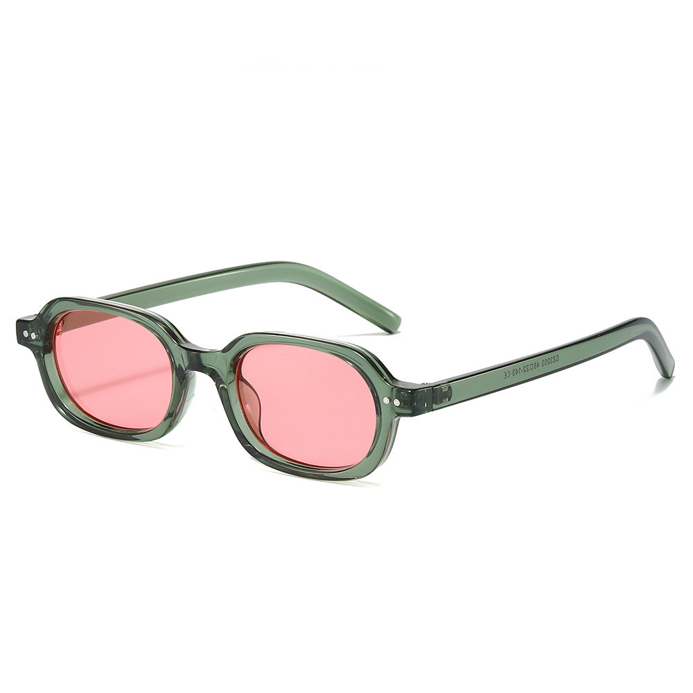 (6 PACK) Wholesale Sunglasses Small New Arrival Unisex Oval Small 2025 - BulkSunglassesWholesale.com - Clear Green Frame Gradient Pink Lens