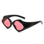 (6 PACK) Wholesale Sunglasses New Arrival Unique Trendy Triangle Hip Hop 2024 - BulkSunglassesWholesale.com - Black Frame Red Lens
