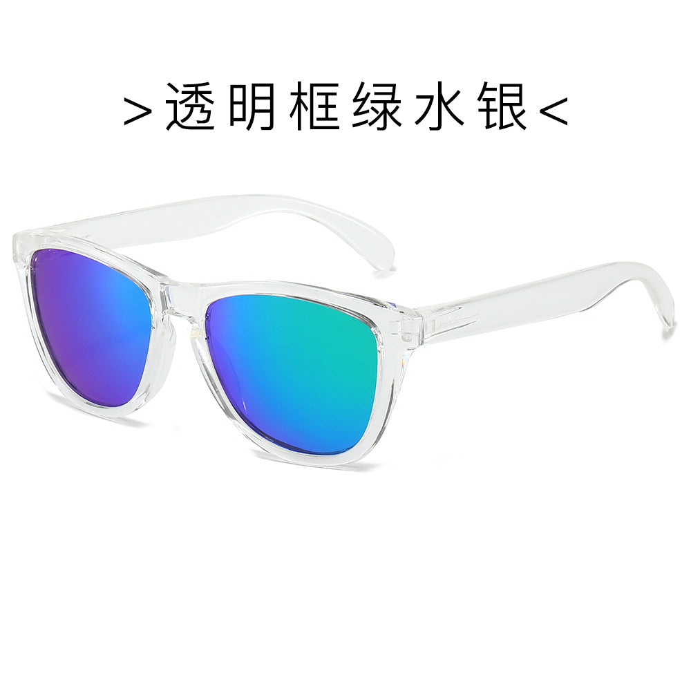 (6 PACK) Wholesale Sunglasses New Arrival Cat Eye Polarized Fashion Trendy Street Women Men 2024 - BulkSunglassesWholesale.com - Transparent Frame Green Mirrored