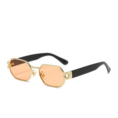 (6 PACK) Wholesale Sunglasses New Arrival Unique Square Hip Hop Trendy 2024 - BulkSunglassesWholesale.com - Gold Frame Orange Lens