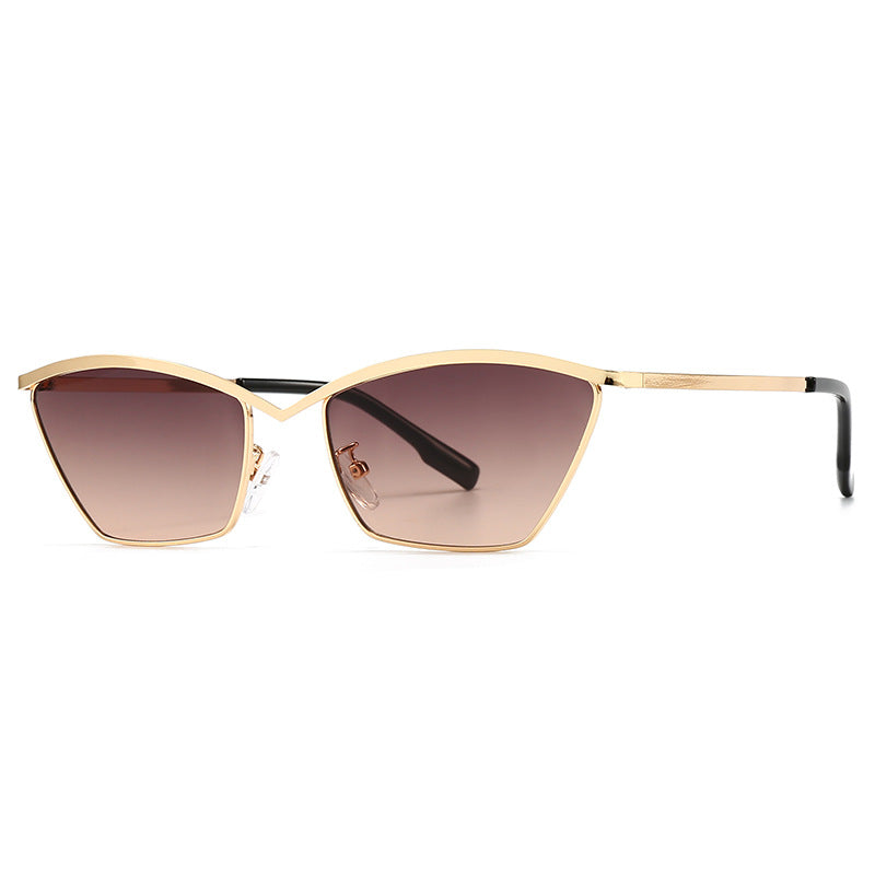 (6 PACK) Wholesale Sunglasses Metal Vintage Trendy Street 2024 - BulkSunglassesWholesale.com - Gold Tea Pink