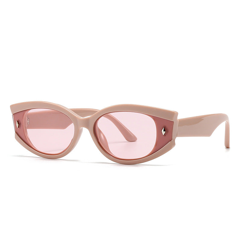 (6 PACK) Wholesale Sunglasses Round Trendy Street Women 2024 - BulkSunglassesWholesale.com - Pink Frame Pink Lens