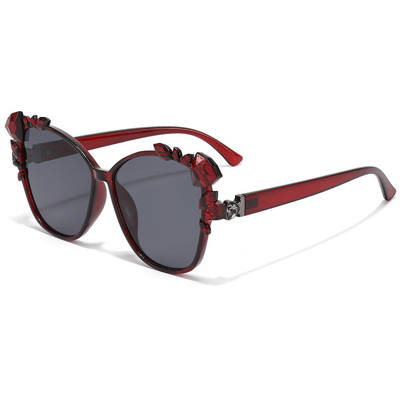 (6 PACK) Wholesale Sunglasses Unique Cat Eye Outdoor 2024 - BulkSunglassesWholesale.com - Red Frame Black Black Lens