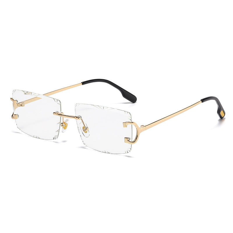 (6 PACK) Wholesale Sunglasses Fashion New Arrival Rimless Women 2025 - BulkSunglassesWholesale.com - Gold Frame White
