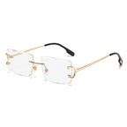 (6 PACK) Wholesale Sunglasses Fashion New Arrival Rimless Women 2025 - BulkSunglassesWholesale.com - Gold Frame White