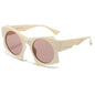 (6 PACK) Wholesale Sunglasses New Arrival Fashion Street 2024 - BulkSunglassesWholesale.com - Beige White Frame Pink Lens