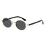 (6 PACK) Wholesale Sunglasses Korean Metal Oval Cat Eye Vintage Women Trendy Round 2025 - BulkSunglassesWholesale.com - Gold Frame Black Lens