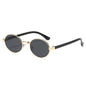 (6 PACK) Wholesale Sunglasses Korean Metal Oval Cat Eye Vintage Women Trendy Round 2025 - BulkSunglassesWholesale.com - Gold Frame Black Lens