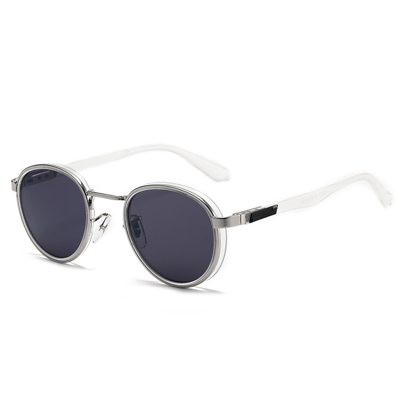(6 PACK) Wholesale Sunglasses Metal Vintage Trendy Street 2024 - BulkSunglassesWholesale.com - Silver Frame Black Grey