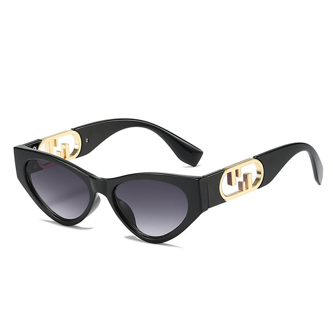 (6 PACK) Wholesale Sunglasses New Arrival Cat Eye Unique Trendy Women Unique Small 2024 - BulkSunglassesWholesale.com - Black Frame Gradient Black Lens Hover Image