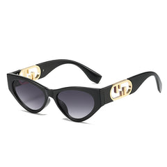 (6 PACK) Wholesale Sunglasses New Arrival Cat Eye Unique Trendy Women Unique Small 2024 - BulkSunglassesWholesale.com - Black Frame Gradient Black Lens