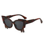 (6 PACK) Wholesale Sunglasses New Arrival Unique Cat Eye Fashion Women 2024 - BulkSunglassesWholesale.com - Leopard Print Frame Black Lens