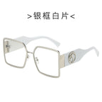 (6 PACK) Wholesale Sunglasses New Arrival Metal Fashion Unisex Oversized Trendy 2024 - BulkSunglassesWholesale.com - Silver Frame Clear Lens