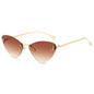 (6 PACK) Wholesale Sunglasses Rimless Triangle Cat Eye Fashion Unique Metal 2024 - BulkSunglassesWholesale.com - Gold Frame Gradient Tea Lens