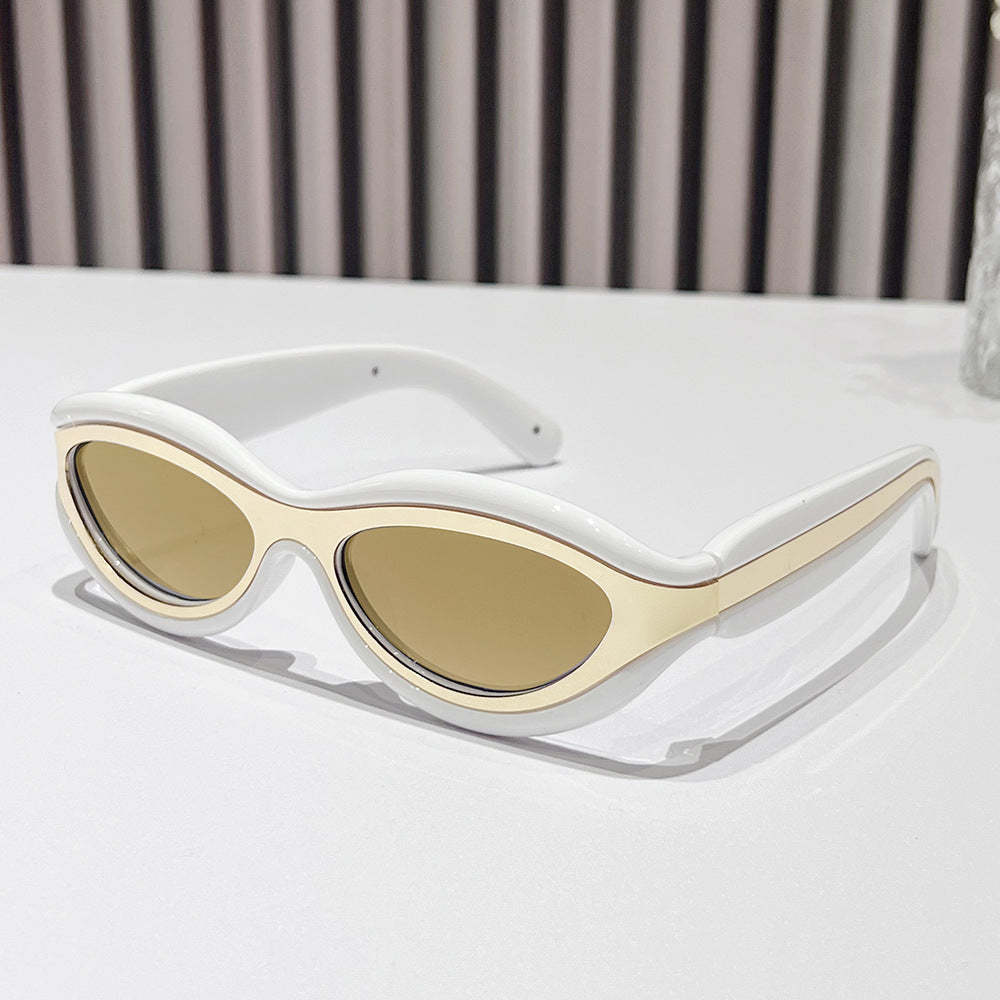 (6 PACK) Wholesale Sunglasses Unique Vintage Unisex Outdoor 2024 - BulkSunglassesWholesale.com - White Frame Gold Mirrored