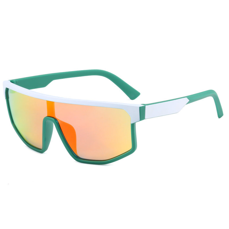 (12 PACK) Wholesale Sports Sunglasses Cycling Women Outdoor Sport Windproof Small Trendy 2024 - BulkSunglassesWholesale.com - White Green Frame Red Mirrored