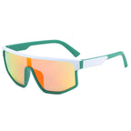(12 PACK) Wholesale Sports Sunglasses Cycling Women Outdoor Sport Windproof Small Trendy 2024 - BulkSunglassesWholesale.com - White Green Frame Red Mirrored