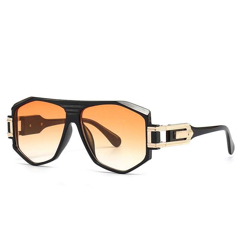 (6 PACK) Wholesale Sunglasses Aviator Street Vintage Aviator 2024 - BulkSunglassesWholesale.com - Black Frame Orange Lens