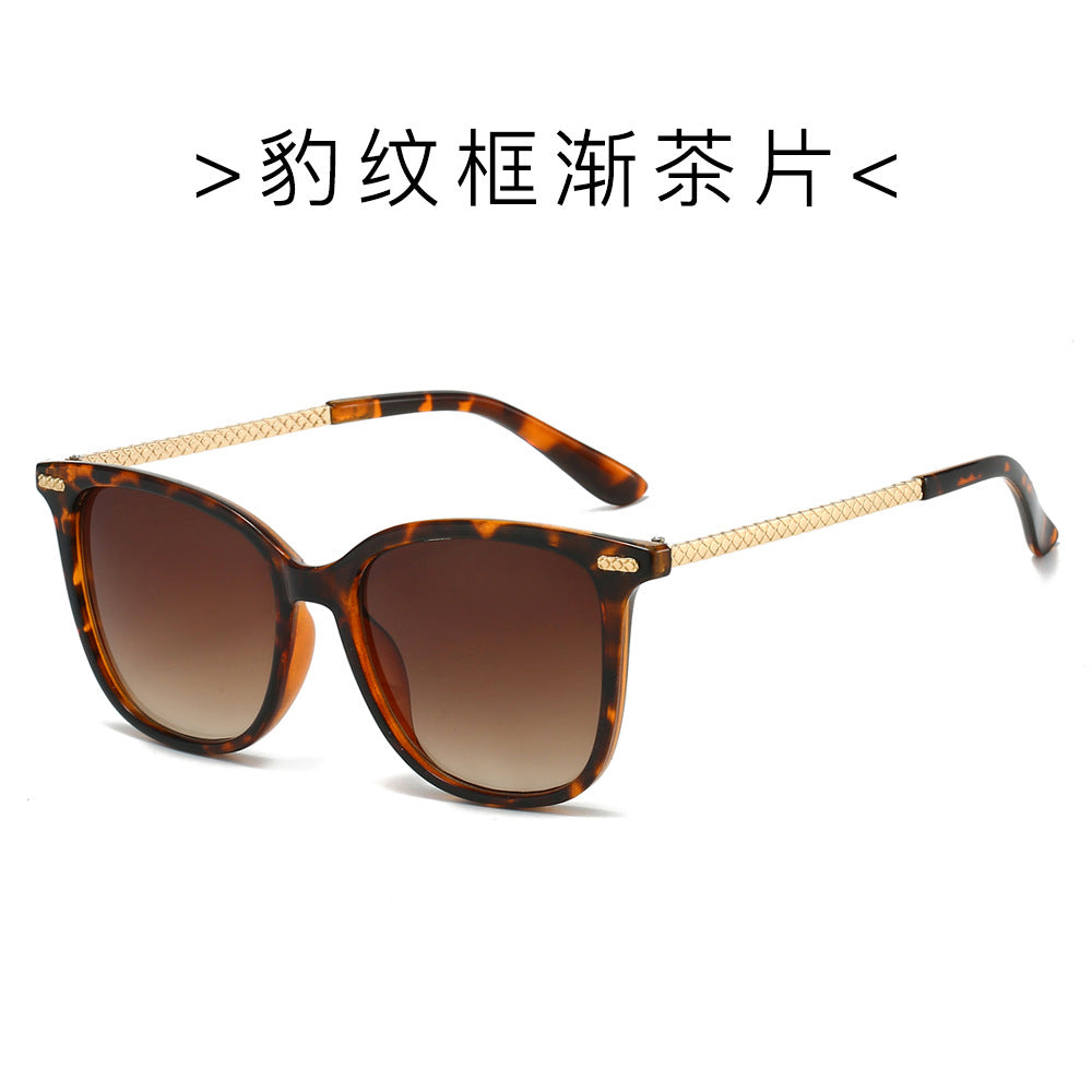 (6 PACK) Wholesale Sunglasses New Arrival Square Round Unisex 2025 - BulkSunglassesWholesale.com - Leopard Print Frame Gradient Tea Lens
