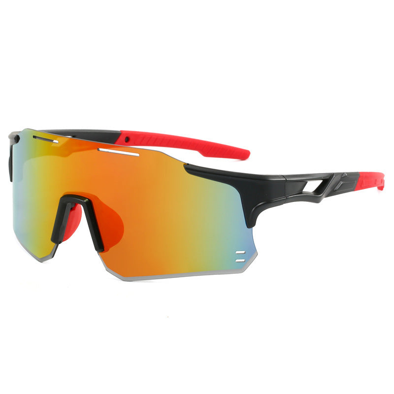 (12 PACK) Wholesale Sports Sunglasses New Arrival Outdoor Cycling Windproof Unisex Sport 2024 - BulkSunglassesWholesale.com - Black Frame Purple Red Mirrored