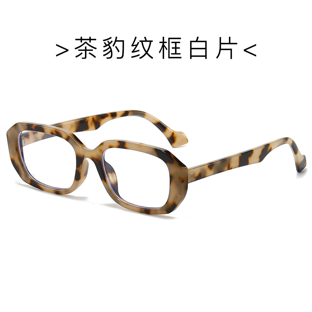 (6 PACK) Wholesale Sunglasses Fashion Oversized Trendy Street New Arrival Women 2024 - BulkSunglassesWholesale.com - Tea Leopard Print Frame Clear Lens