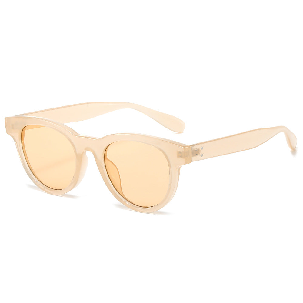 (6 PACK) Wholesale Sunglasses Women New Arrival 2024 - BulkSunglassesWholesale.com - Clear Pink Frame Champagne Lens