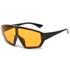 (6 PACK) Wholesale Sunglasses New Arrival Fashion One Piece Oversized Unisex Trendy Outdoor Cycling Sport 2024 - BulkSunglassesWholesale.com - Black Frame Orange Yellow Lens