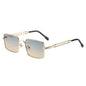 (6 PACK) Wholesale Sunglasses Square Trendy Street Metal Women Unique Fashion 2024 - BulkSunglassesWholesale.com - Gold Frame Blue Tea Lens