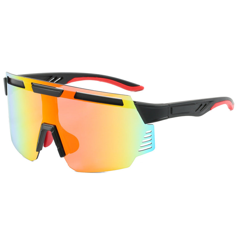 (12 PACK) Wholesale Sports Sunglasses New Arrival Cycling Unisex One Piece Oversized Outdoor Sport Trendy 2024 - BulkSunglassesWholesale.com - Black Frame Red Mirrored