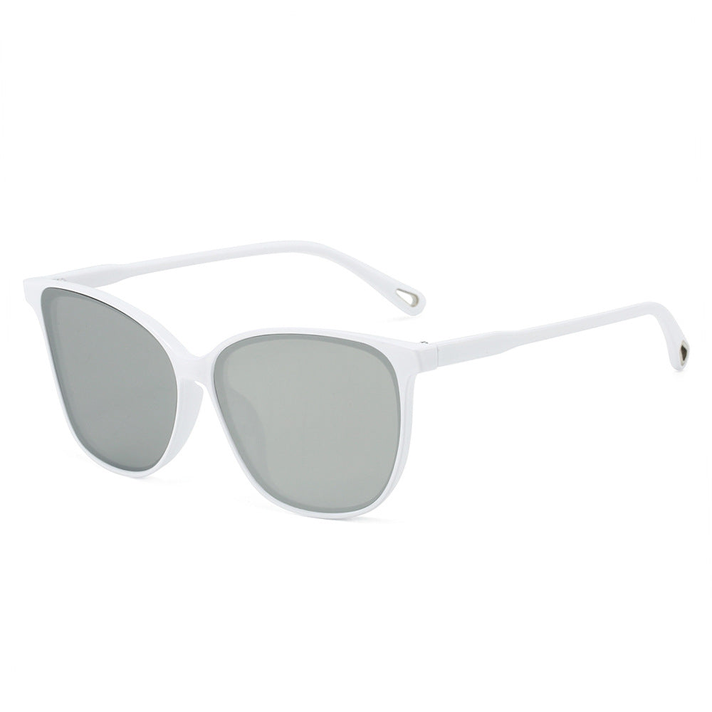 (6 PACK) Wholesale Sunglasses Fashion Unique Cat Eye Trendy Street Women 2024 - BulkSunglassesWholesale.com - White Frame Mirrored Lens
