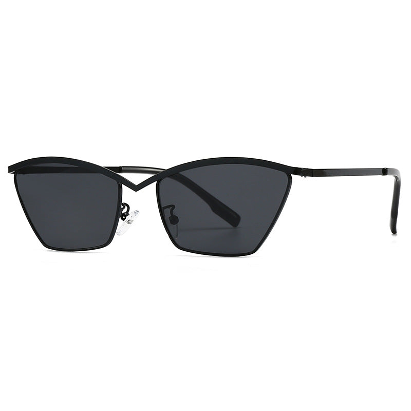 (6 PACK) Wholesale Sunglasses Metal Vintage Trendy Street 2024 - BulkSunglassesWholesale.com - Black Black Grey