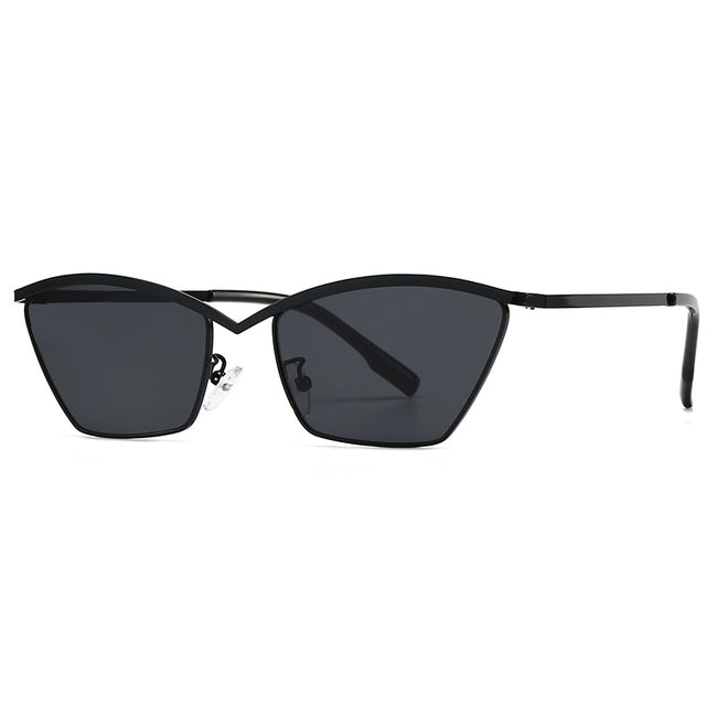 (6 PACK) Wholesale Sunglasses Metal Vintage Trendy Street 2024 - BulkSunglassesWholesale.com - Black Black Grey Hover Image