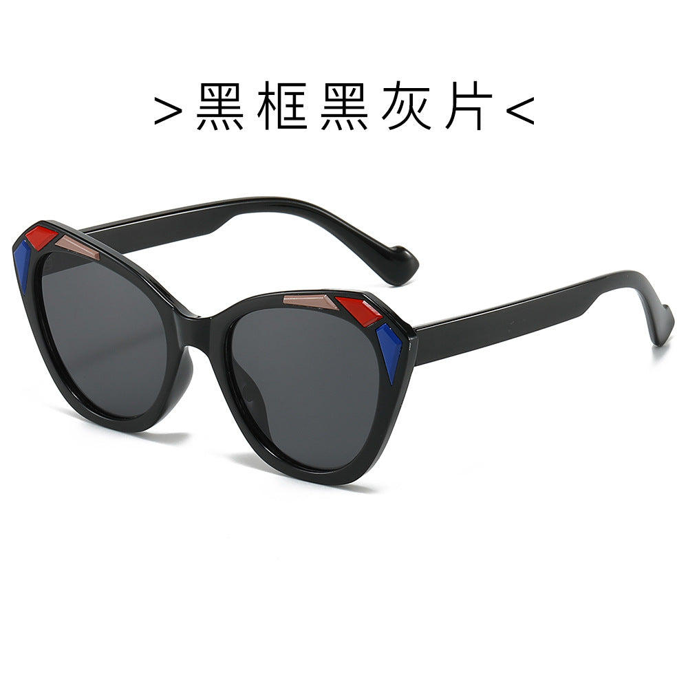 (6 PACK) Wholesale Sunglasses Cat Eye Oversized New Arrival Fashion Unique Women 2024 - BulkSunglassesWholesale.com - Black Frame Black Black Lens