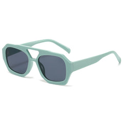 (6 PACK) Wholesale Sunglasses Double Bridge Vintage Unique Trendy Women 2024 - BulkSunglassesWholesale.com - Green Frame Black Lens
