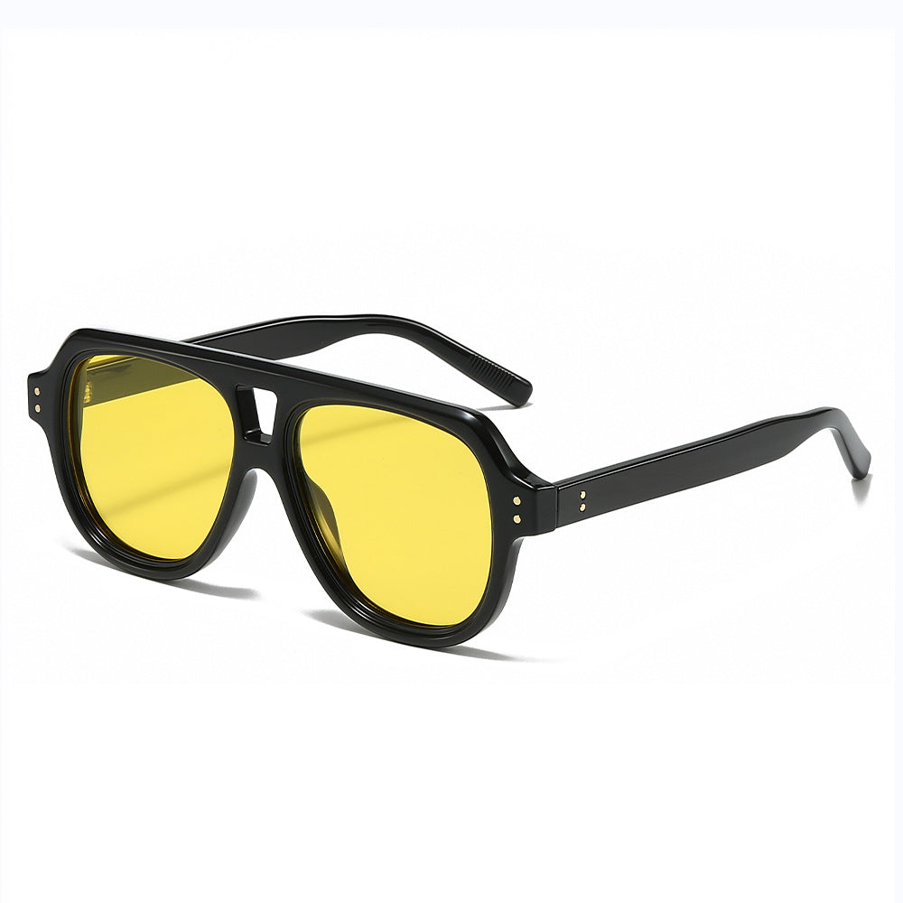 (6 PACK) Wholesale Sunglasses Fashion New Arrival Trendy Fashion Polarized 2025 - BulkSunglassesWholesale.com - Shiny Black Frame Yellow Lens
