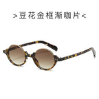 (6 PACK) Wholesale Sunglasses New Arrival Semirimless Round Vintage Trendy Unisex 2024 - BulkSunglassesWholesale.com - Leopard Print Gold Frame Gradient Brown Lens