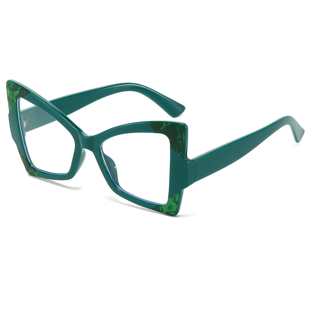 (6 PACK) Wholesale Sunglasses New Arrival Cat Eye Women Butterfly 2024 - BulkSunglassesWholesale.com - Green Frame Clear Lens