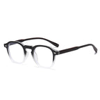 (6 PACK) Wholesale Eyeglasses Frames New Arrival Antiblue Light Fashion Rivet Korean Wood Grain Small Trendy 2025 - BulkSunglassesWholesale.com - Black White Frame