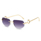 (6 PACK) Wholesale Sunglasses New Arrival Rimless Unique Metal Fashion Cut Edge Unisex 2024 - BulkSunglassesWholesale.com - Gold Frame Gradient Black Lens