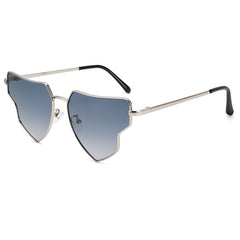 (6 PACK) Wholesale Sunglasses New Arrival Metal Fashion Heart Women Unique Hip Hop Fashion Street 2024 - BulkSunglassesWholesale.com - Silver Frame Gradient Blue Lens