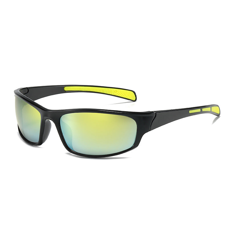 (12 PACK) Wholesale Sports Sunglasses New Arrival Unisex Outdoor Sport Cycling 2024 - BulkSunglassesWholesale.com - Black Frame Gold Mirrored