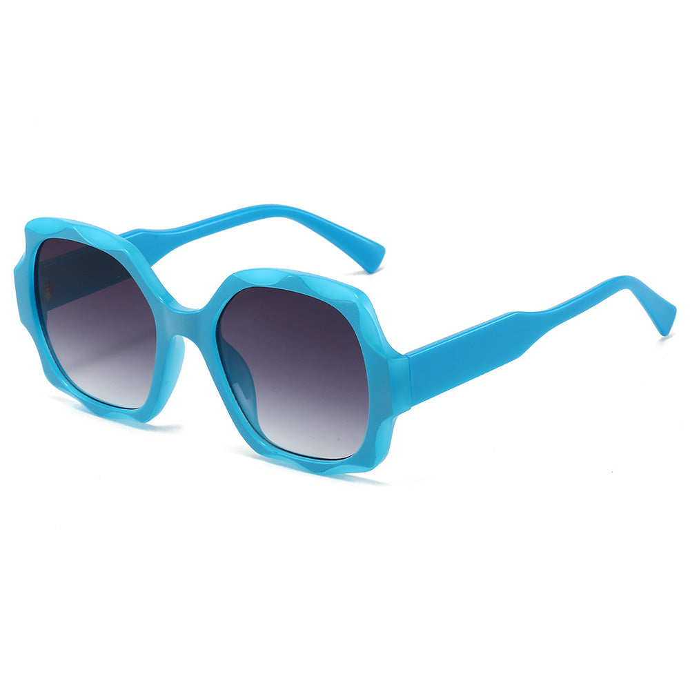 (6 PACK) Wholesale Sunglasses New Arrival Square Unique Fashion Street 2024 - BulkSunglassesWholesale.com - Blue Frame Gradient Black Lens