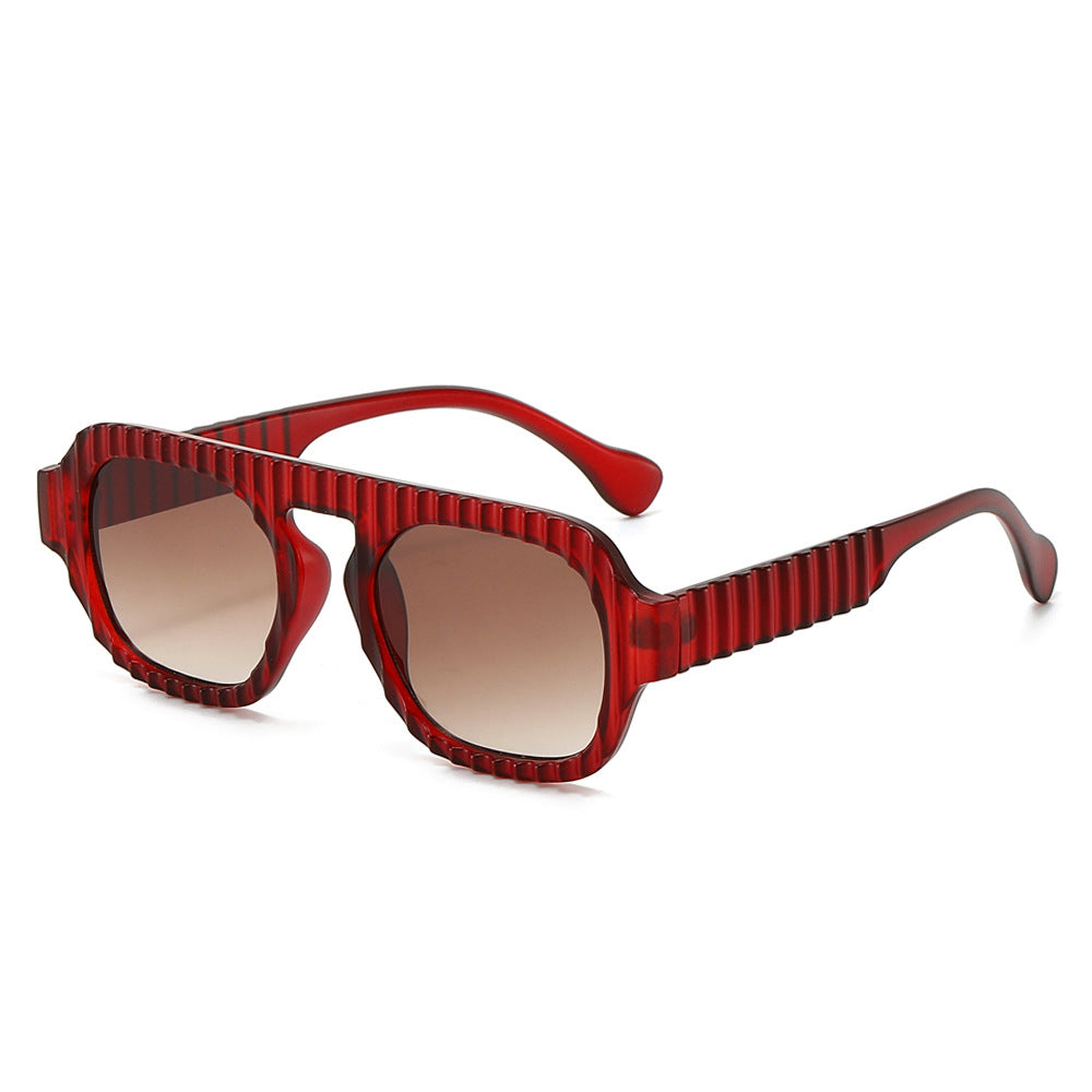 (6 PACK) Wholesale Sunglasses New Arrival Aviator Women Fashion Vintage 2024 - BulkSunglassesWholesale.com - Tea Frame Gradient Tea Lens