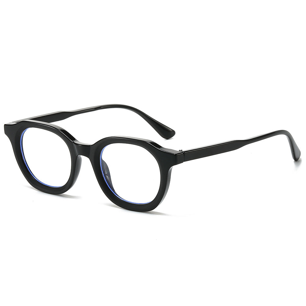 (6 PACK) Wholesale Sunglasses Round Vintage Round Fashion Unisex 2024 - BulkSunglassesWholesale.com - Black Frame Clear Lens