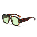 (6 PACK) Wholesale Sunglasses New Arrival Fashion Unisex Outdoor Sport Unique 2025 - BulkSunglassesWholesale.com - Leopard Print Frame Green Lens