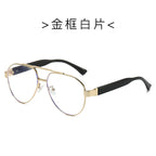 (6 PACK) Wholesale Sunglasses New Arrival Men Vintage Metal Aviator Double Bridge 2024 - BulkSunglassesWholesale.com - Gold Frame Clear Lens