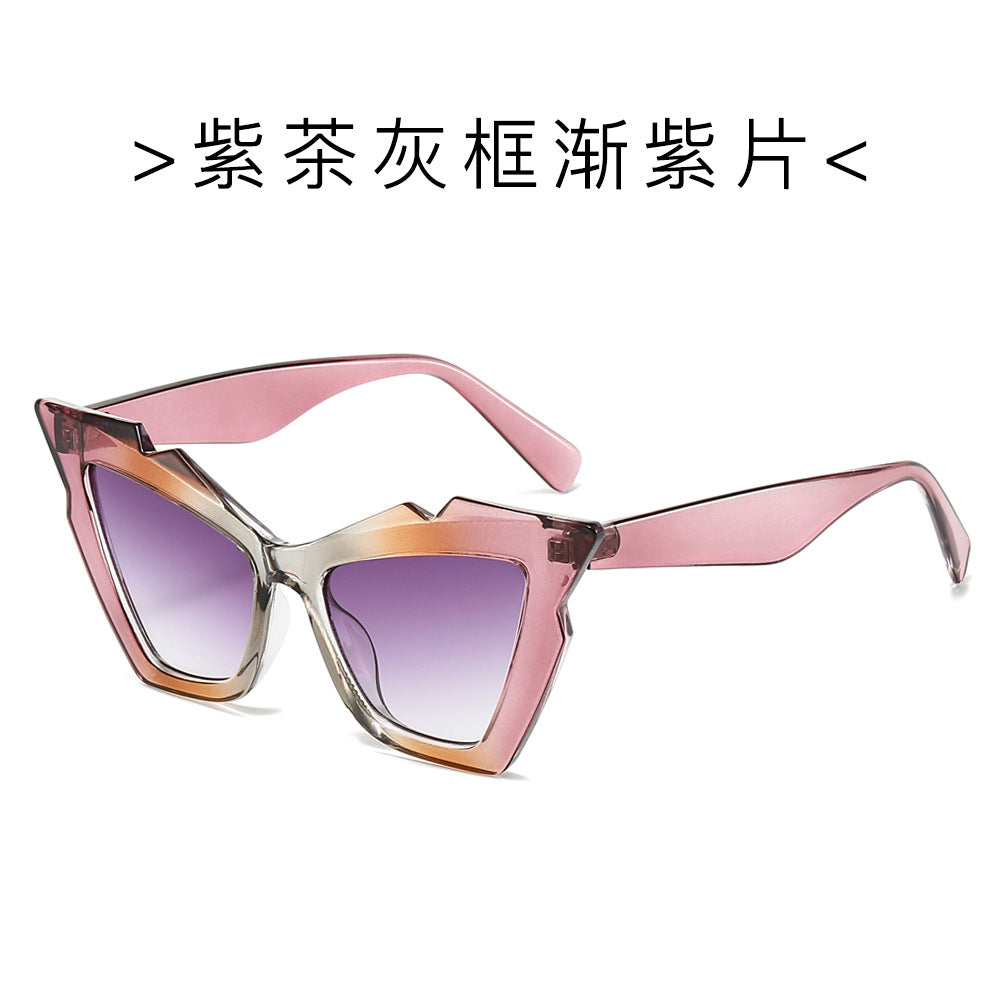 (6 PACK) Wholesale Sunglasses Trendy Street Fashion Unique 2024 - BulkSunglassesWholesale.com - Purple Tea Grey Frame Gradient Purple Lens