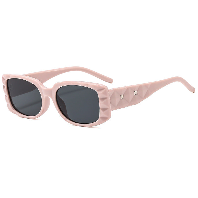 (6 PACK) Wholesale Sunglasses New Arrival Square Fashion Square Fashion Unisex 2024 - BulkSunglassesWholesale.com - Pink Frame Black Lens